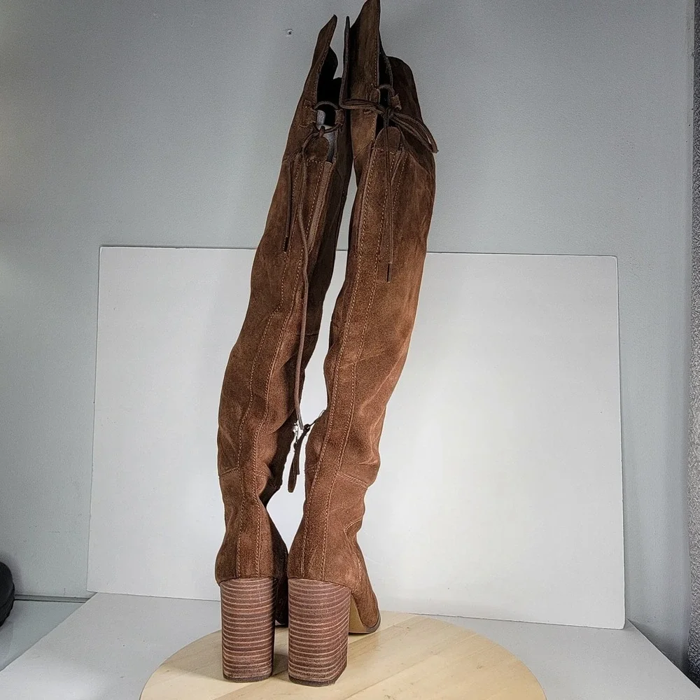 Steve Madden Women's Brown Leather Suede Novela Over The Knee Boots Size 10